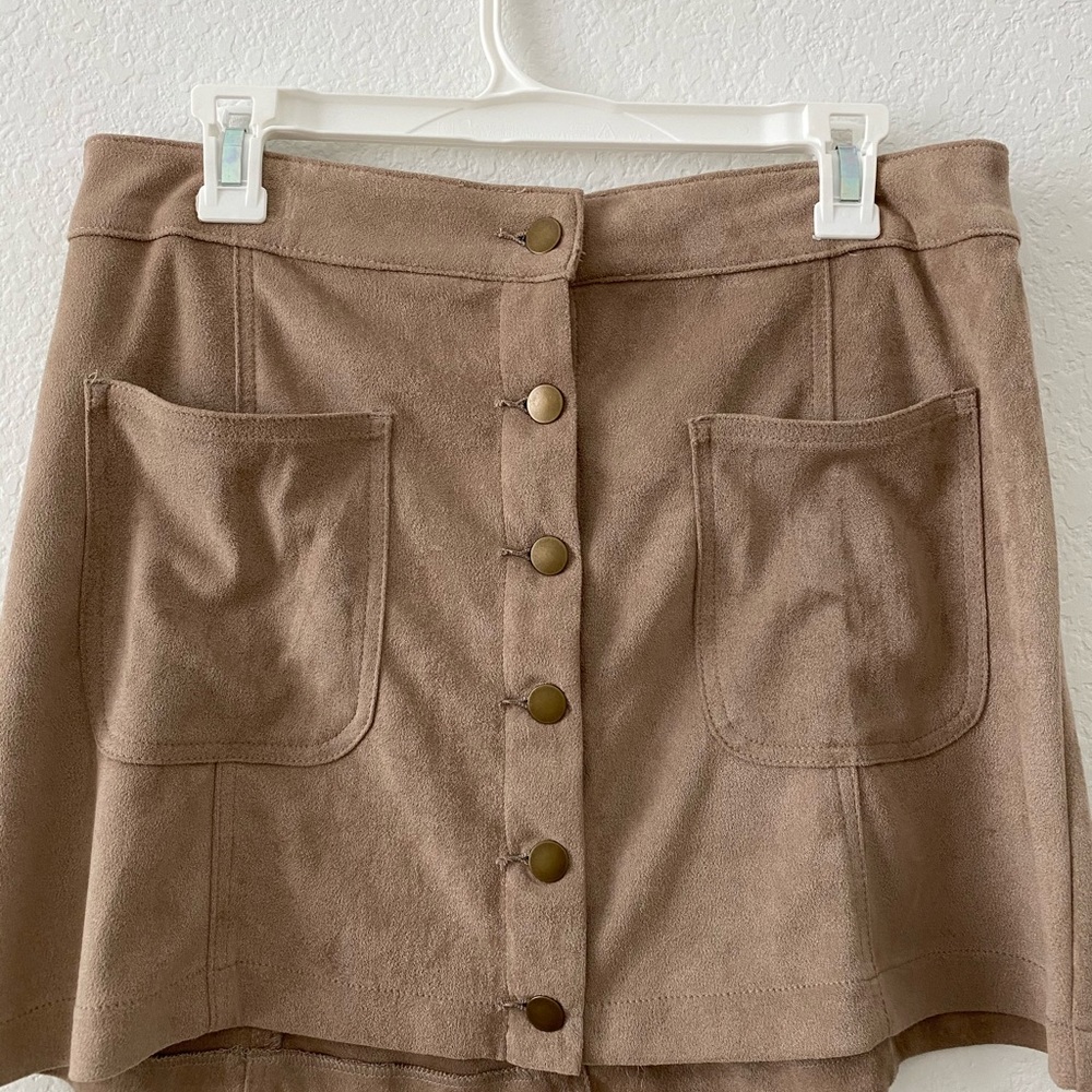 BRAND NEW SUEDE BUTTON UP SKIRT